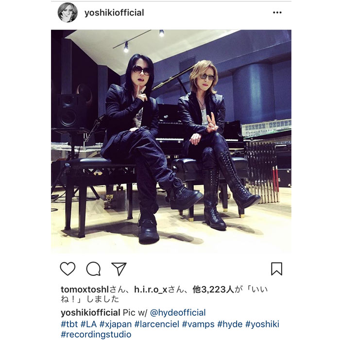 X JAPAN YOSHIKIとhydeがカッコ良すぎる神がかった2ショットを公開！