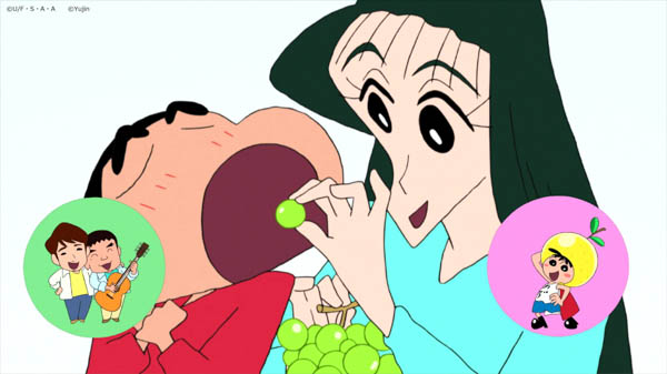 ゆずのマスコットキャラ・ゆずマンが「クレヨンしんちゃん」と夢コラボ！ 新主題歌のOP映像で一緒に「スカッとダンス」披露！