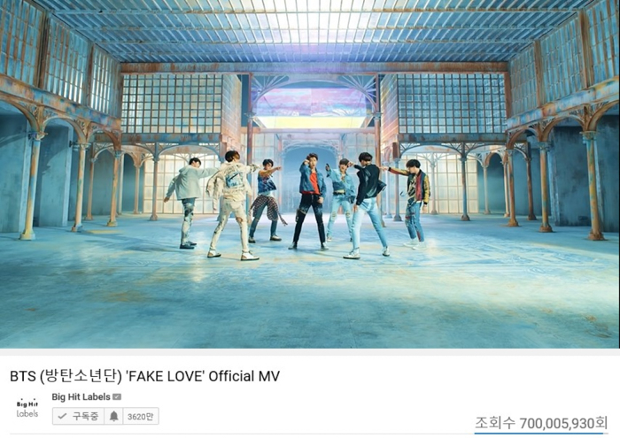 BTS（防弾少年団）、「FAKE LOVE」ミュージックビデオ7億再生突破！