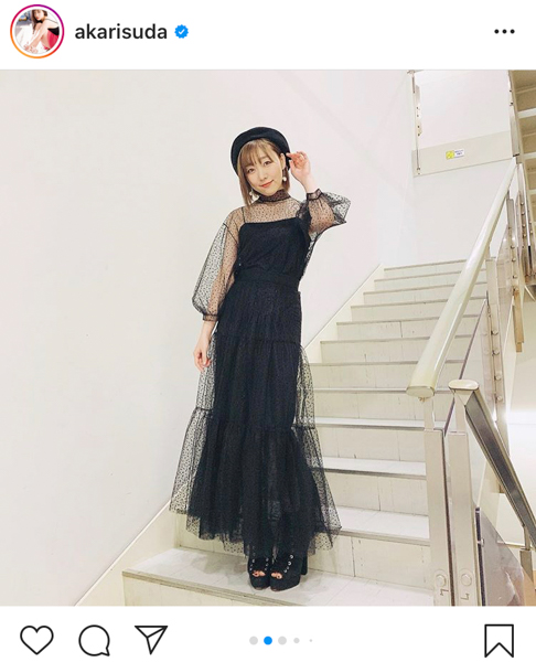 SKE48 須田亜香里、大人な透け感ブラックコーデ披露！「シースルーがいいね」「日々美しくなってゆく」と反響も