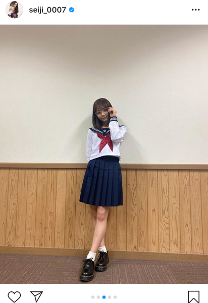 NGT48 清司麗菜、優等生＆目力強いセーラー服ショットを公開！「インパクトと可愛いさがある」