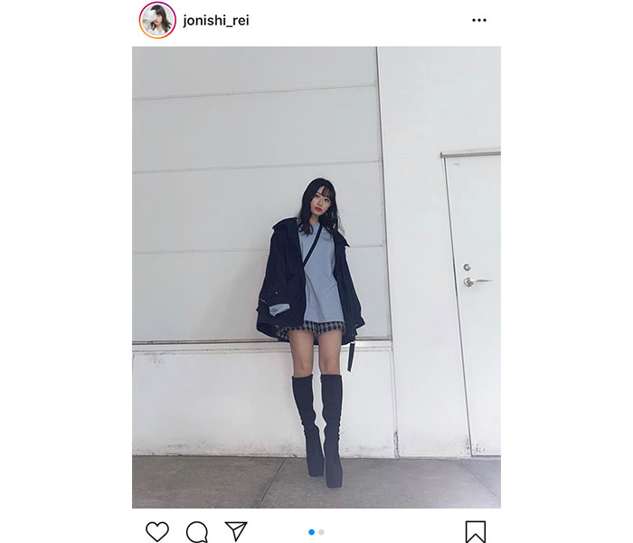 NMB48 上西怜、ロングブーツで魅せるクールな美脚ショット！「スタイル神ってる」