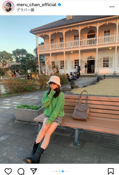 HKT48 田島芽瑠、夕陽に輝く美脚ポートレートに「グラバー園の女神」と絶賛の声！！