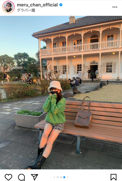 HKT48 田島芽瑠、夕陽に輝く美脚ポートレートに「グラバー園の女神」と絶賛の声！！
