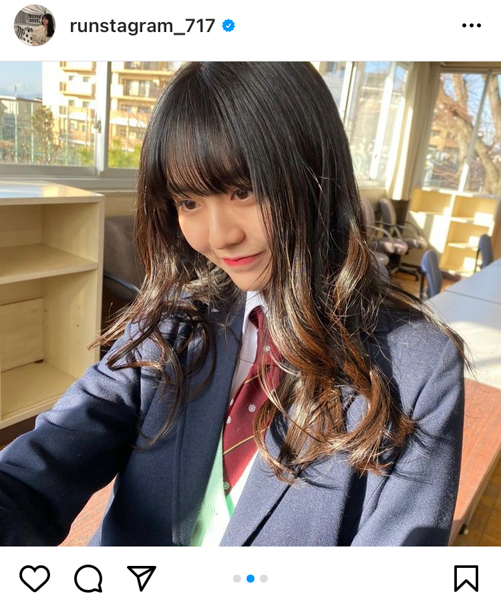 豊田ルナ、「私の卒業」企画で披露した巻き髪制服ショット公開！