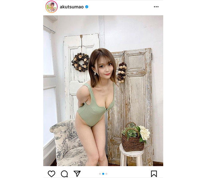 元RQ・阿久津真央、美谷間くっきりな水着ショットがセクシーすぎる！