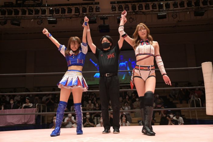 SKE48・荒井優希、赤井沙希とタッグで勝利！プリンセスタッグ選手権ベルトに挑戦宣言