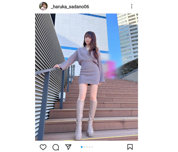 NMB48・貞野遥香、美脚をのぞかせた大人ニットワンピース姿に反響ぞくぞく！