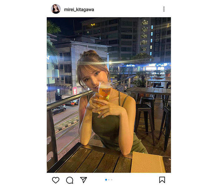 レースクイーン・北川美麗、ビール片手にほろ酔い姿をアップ「ビール似合う」「CuteでSexy」とファン歓喜