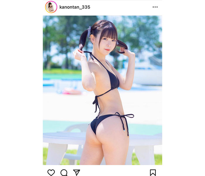 木更かのん、セクシー黒ビキニであらわなプリッと美尻！