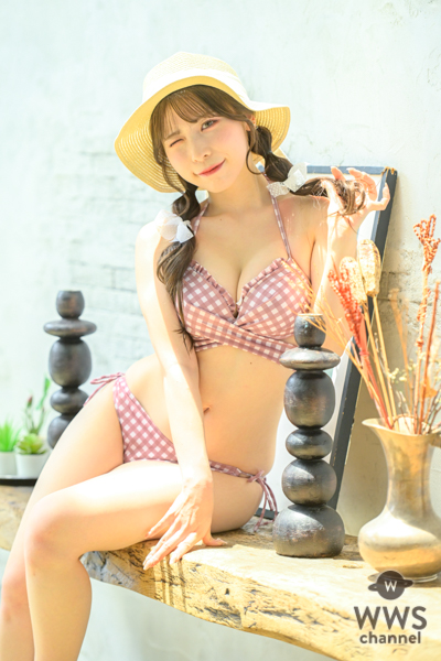 【写真特集】紗愛、ガーリーなギンガムチェック柄ビキニで夏をお届け！＜Couleur Clarity撮影会＞